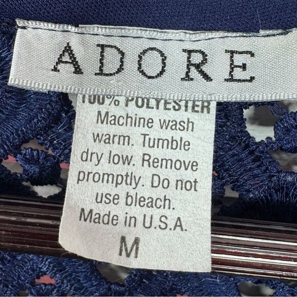 Adore Open Eyelet Lace Topper Cardigan Jacket Navy Blue Medium - Picture 9 of 11